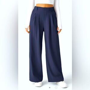 New navy Halara wide leg pull on work pants medium